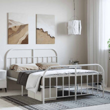 Berkfield Metal Bed Frame without Mattress with Footboard White 150x200cm