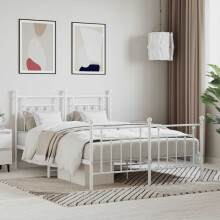Berkfield Metal Bed Frame without Mattress with Footboard White 140x200cm