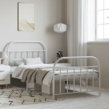 Berkfield Metal Bed Frame without Mattress with Footboard White 100x190cm