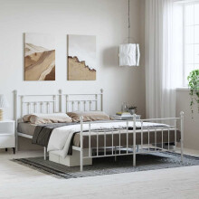 Berkfield Metal Bed Frame without Mattress with Footboard White 183x213cm