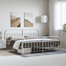 Berkfield Metal Bed Frame without Mattress with Footboard White 193x203cm