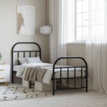 Berkfield Metal Bed Frame without Mattress with Footboard Black 75x190cm