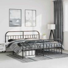 Berkfield Metal Bed Frame without Mattress with Footboard Black 193x203cm