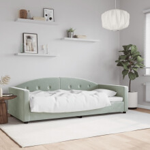 Berkfield Day Bed without Mattress Light Grey 90x190 cm Single Velvet