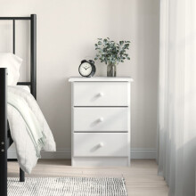 Berkfield Bedside Cabinet ALTA White 41x35x55.5 cm Solid Wood Pine