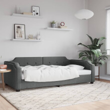 Berkfield Day Bed without Mattress Dark Grey 90x190 cm Single Fabric
