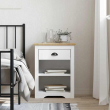 Berkfield Bedside Cabinet BODO Brown 53x38.5x66 cm Solid Wood Pine