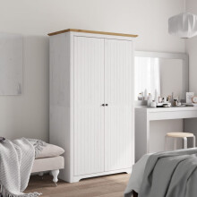 Berkfield Wardrobe BODO White and Brown 101x52x176.5 cm Solid Wood Pine