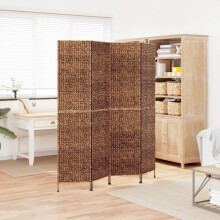 Berkfield Room Divider 4-Panel Brown 163x180 cm Water Hyacinth