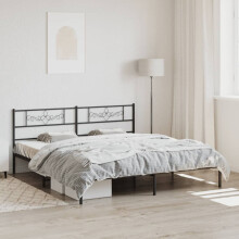 Berkfield Metal Bed Frame without Mattress with Headboard Black 180x200cm