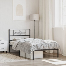 Berkfield Metal Bed Frame without Mattress with Headboard Black 90x190cm