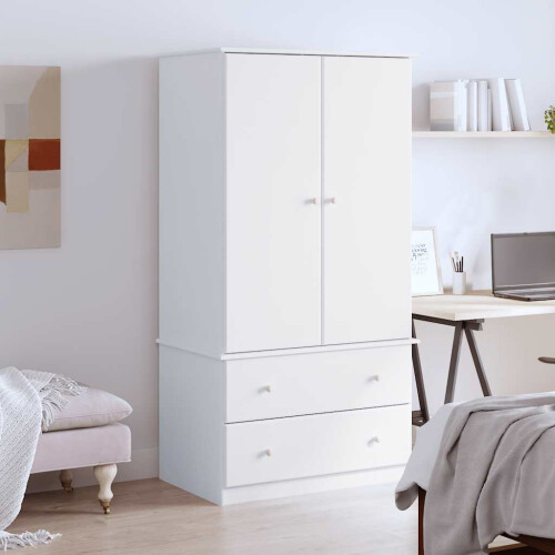 Berkfield Wardrobe ALTA White 90x55x170 cm Solid Wood Pine