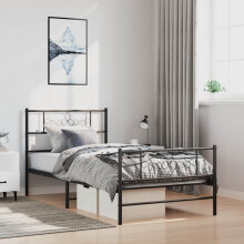 Berkfield Metal Bed Frame without Mattress with Footboard Black 100x200cm