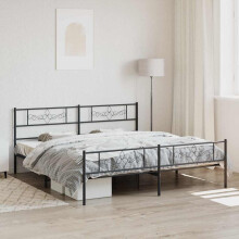Berkfield Metal Bed Frame without Mattress with Footboard Black 200x200cm