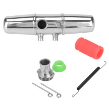 1/8 RC Car Exhaust Pipe Upgrade, Heat‑Resistant Aluminium Alloy Dual Tube with Gloss Finish for 4.6/5.9 Nitro Models