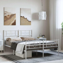 Berkfield Metal Bed Frame without Mattress with Footboard White 150x200cm