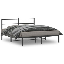 Berkfield Metal Bed Frame without Mattress with Headboard Black 160x200cm