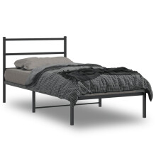 Berkfield Metal Bed Frame without Mattress with Headboard Black 107x203cm