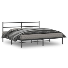 Berkfield Metal Bed Frame without Mattress with Headboard Black 180x200cm