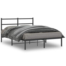 Berkfield Metal Bed Frame without Mattress with Headboard Black 140x200cm