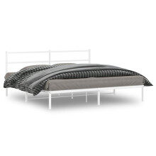 Berkfield Metal Bed Frame without Mattress with Headboard White 180x200cm