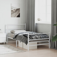 Berkfield Metal Bed Frame without Mattress with Footboard†White 100x200cm