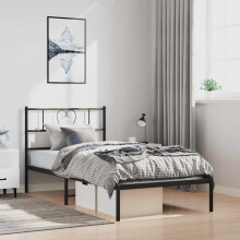 Berkfield Metal Bed Frame without Mattress with Headboard Black 100x190cm