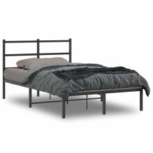 Berkfield Metal Bed Frame without Mattress with Headboard Black 120x190cm