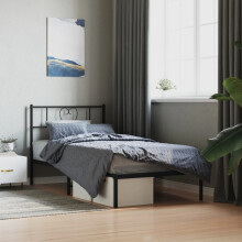 Berkfield Metal Bed Frame without Mattress with Headboard Black 75x190cm