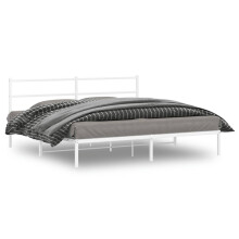Berkfield Metal Bed Frame without Mattress with Headboard White 193x203cm