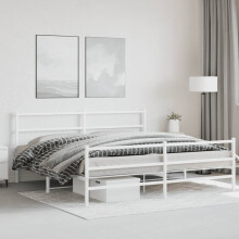 Berkfield Metal Bed Frame without Mattress with Footboard†White 183x213cm