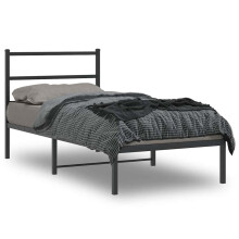 Berkfield Metal Bed Frame without Mattress with Headboard Black 90x190cm