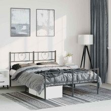 Berkfield Metal Bed Frame without Mattress with Footboard Black 150x200cm