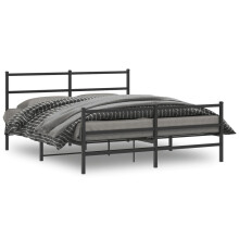 Berkfield Metal Bed Frame without Mattress with Footboard†Black 150x200cm