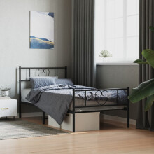 Berkfield Metal Bed Frame without Mattress with Footboard Black 75x190cm