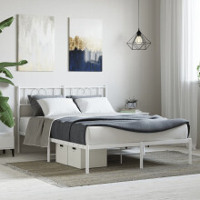 Berkfield Metal Bed Frame without Mattress with Headboard White 140x200cm