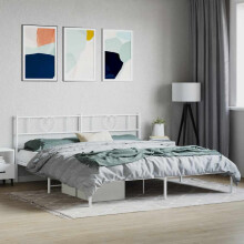 Berkfield Metal Bed Frame without Mattress with Headboard White 180x200cm