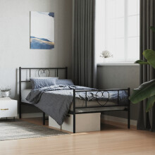 Berkfield Metal Bed Frame without Mattress with Footboard Black 90x190cm