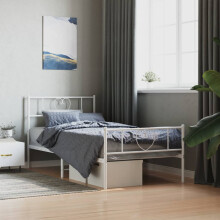 Berkfield Metal Bed Frame without Mattress with Footboard White 80x200cm