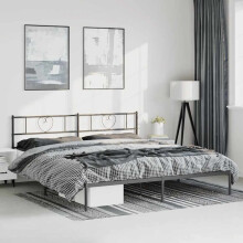 Berkfield Metal Bed Frame without Mattress with Headboard Black 183x213cm