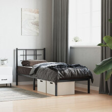 Berkfield Metal Bed Frame without Mattress with Headboard Black 75x190cm