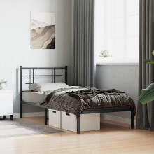 Berkfield Metal Bed Frame without Mattress with Headboard Black 90x200cm