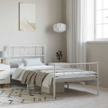 Berkfield Metal Bed Frame without Mattress with Footboard White 100x200cm