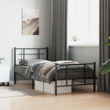 Berkfield Metal Bed Frame without Mattress with Footboard Black 90x200cm