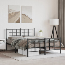 Berkfield Metal Bed Frame without Mattress with Footboard Black 135x190cm