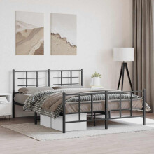 Berkfield Metal Bed Frame without Mattress with Footboard Black 150x200cm