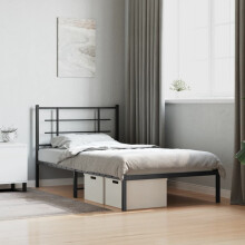 Berkfield Metal Bed Frame without Mattress with Headboard White 100x190cm
