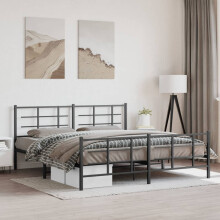Berkfield Metal Bed Frame without Mattress with Footboard Black 183x213cm