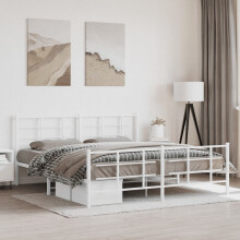 Berkfield Metal Bed Frame without Mattress with Footboard White 183x213cm