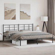 Berkfield Metal Bed Frame without Mattress with Headboard Black 193x203cm
